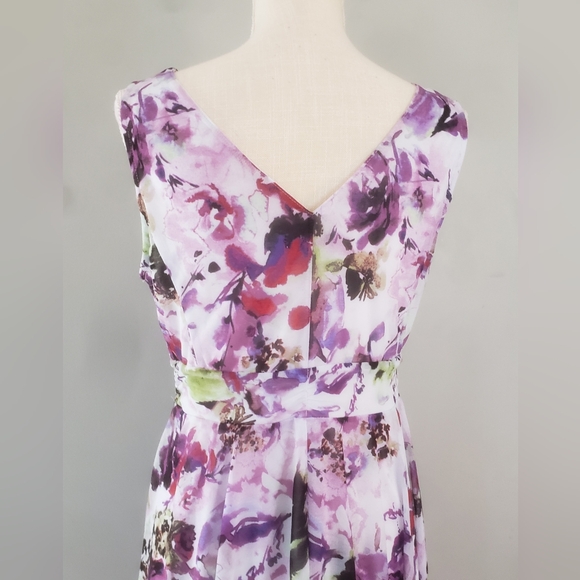 Simply Vera Vera Wang Floral Pleated Sleeveless A-Line Dress - Picture 8 of 13